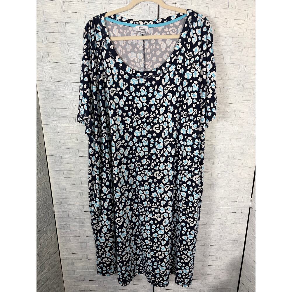 KIM Rogers womens dress T-shirt midi pocket animal print soft colorful plus size
